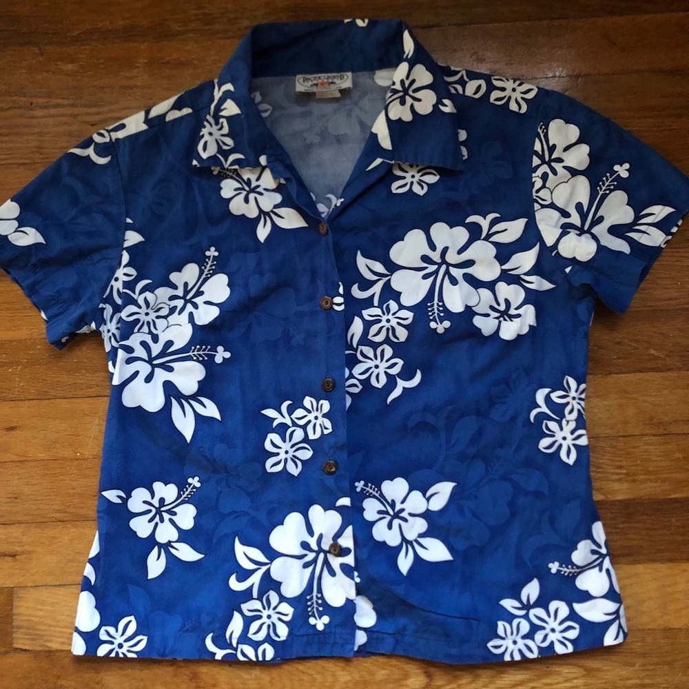 Pacific Legend Bright Blue Hawaiian Flower Shirt